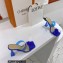 Mach & Mach Heel 9.5cm Rose Flower Mules PVC Blue 2022