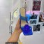 Mach & Mach Heel 9.5cm Rose Flower Mules PVC Blue 2022