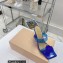 Mach & Mach Heel 9.5cm Rose Flower Mules PVC Blue 2022