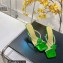 Mach & Mach Heel 9.5cm Crystal and Rose Flower Mules Green 2022