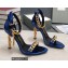 Tom Ford Heel 10.5cm Leather Chain Ankle Strap Sandals Mirror Blue 2022