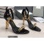 Tom Ford Heel 10.5cm Leather Chain Ankle Strap Sandals Mirror Black 2022