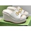 Gucci Heel Platform Slide Sandals Horsebit Leather White 2022