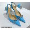 Mach & Mach Heel 8.5cm Bow Satin Slingbacks Blue 2022