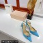Mach & Mach Heel 8.5cm Bow Satin Slingbacks Blue 2022
