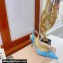 Mach & Mach Heel 8.5cm Bow Satin Slingbacks Blue 2022