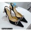 Mach & Mach Heel 8.5cm Bow Satin Slingbacks Black 2022