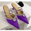 Mach & Mach Heel 6cm Pearl Crystal Mules Satin Purple 2022
