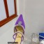 Mach & Mach Heel 6cm Pearl Crystal Mules Satin Purple 2022