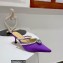 Mach & Mach Heel 6cm Pearl Crystal Mules Satin Purple 2022