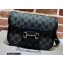 Gucci Horsebit 1955 Small Shoulder Bag 602204 GG Denim Black