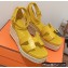 Hermes Heel 8.5cm Platform 5cm Elda Wedge Espadrilles Yellow 2022