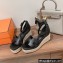 Hermes Heel 8.5cm Platform 5cm Elda Wedge Espadrilles Black 2022