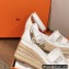 Hermes Heel 8.5cm Platform 5cm Elda Wedge Espadrilles White 2022
