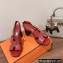 Hermes Heel 9cm Elbe Sandals Burgundy 2022