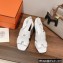 Hermes Heel 9cm Elbe Sandals White 2022