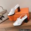 Hermes Heel 9cm Elbe Sandals White 2022