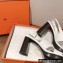 Hermes Heel 9cm Elbe Sandals White 2022
