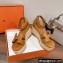 Hermes Heel 8.5cm Platform 5cm Elda Wedge Espadrilles Brown 2022