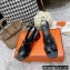 Hermes Heel 6cm Elbe Sandals Black 2022