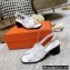 Hermes Heel 6cm Elbe Sandals White 2022