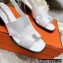 Hermes Heel 6cm Elbe Sandals White 2022