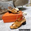 Hermes Heel 6cm Elbe Sandals Brown 2022