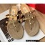 Valentino Rockstud Flat Rubber Thong Slide Sandals Nude