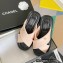 Chanel Fabric Cross Beach Sandals Mules G38864 Beige 2022