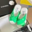 Chanel Fabric Cross Beach Sandals Mules G38864 Green 2022