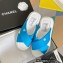 Chanel Fabric Cross Beach Sandals Mules G38864 Blue 2022