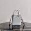 Prada Small brushed leather tote Bag 1BA331 Light Gray 2022