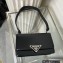 Prada Emblème brushed leather shoulder Bag 1BD321 Black 2022