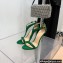 Gianvito Rossi Heel 10.5cm Eiko Stiletto Leather Sandals Crystals Green 2022