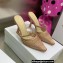 Dior Heel 9.5cm Cotton Embroidery with Thread and Strass Capture Mules Nude Pink 2022