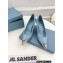 Prada Heel 7.5cm Brushed Leather Metal Toecap Pumps Blue 2022