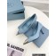 Prada Heel 7.5cm Brushed Leather Metal Toecap Pumps Blue 2022