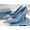 Prada Heel 7.5cm Brushed Leather Metal Toecap Pumps Blue 2022
