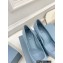 Prada Heel 7.5cm Brushed Leather Metal Toecap Pumps Blue 2022