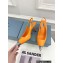 Prada Heel 7.5cm Brushed Leather Metal Toecap Slingback Pumps Orange 2022