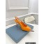 Prada Heel 7.5cm Brushed Leather Metal Toecap Slingback Pumps Orange 2022