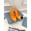 Prada Heel 7.5cm Brushed Leather Metal Toecap Slingback Pumps Orange 2022