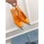 Prada Heel 7.5cm Brushed Leather Metal Toecap Slingback Pumps Orange 2022