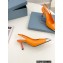 Prada Heel 7.5cm Brushed Leather Metal Toecap Slingback Pumps Orange 2022