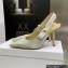 Dior Heel 9.5cm J'Adior Slingback Pumps in Cotton Embroidery with Thread and Strass Gold 2022