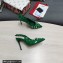 Dolce & Gabbana Heel 10.5cm Studs and Crystals leather Slingbacks Green 2022