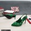 Dolce & Gabbana Heel 10.5cm Studs and Crystals leather Slingbacks Green 2022