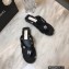 Chanel Logo Printed Lambskin Thong Flat Mules Black 2022