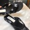 Chanel Logo Printed Lambskin Thong Flat Mules Black 2022