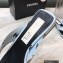 Chanel Logo Printed Lambskin Thong Flat Mules Blue 2022